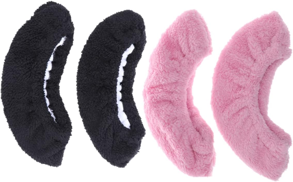 BESPORTBLE 4pairs Plush Skate Covers for Ice Hockey and Figure Skates Light Pink Black Moisture-Absorbing Protective Blade Guards to Prevent and Chipping