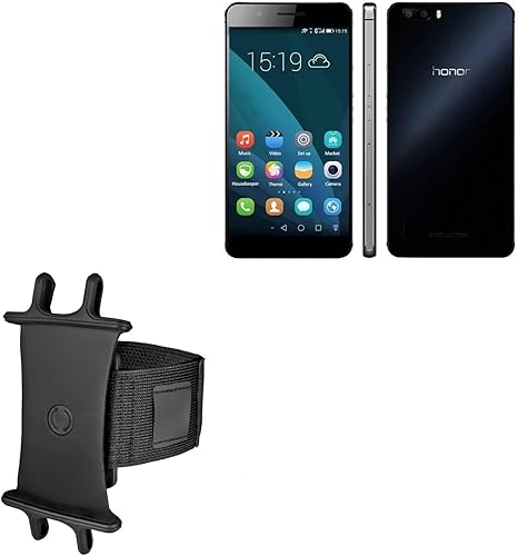 BoxWave Holster Compatible with Huawei Honor 6 Plus - ActiveStretch Sport Armband, Adjustable Armband for Workout and Running - Jet Black