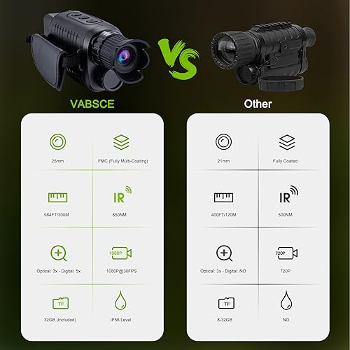 Miniatura 7 de VABSCE Visión nocturna digital monocular para 100 oscuridad 1080p Full HD Video de larga distancia infrarroja gafas de visión nocturna para caza