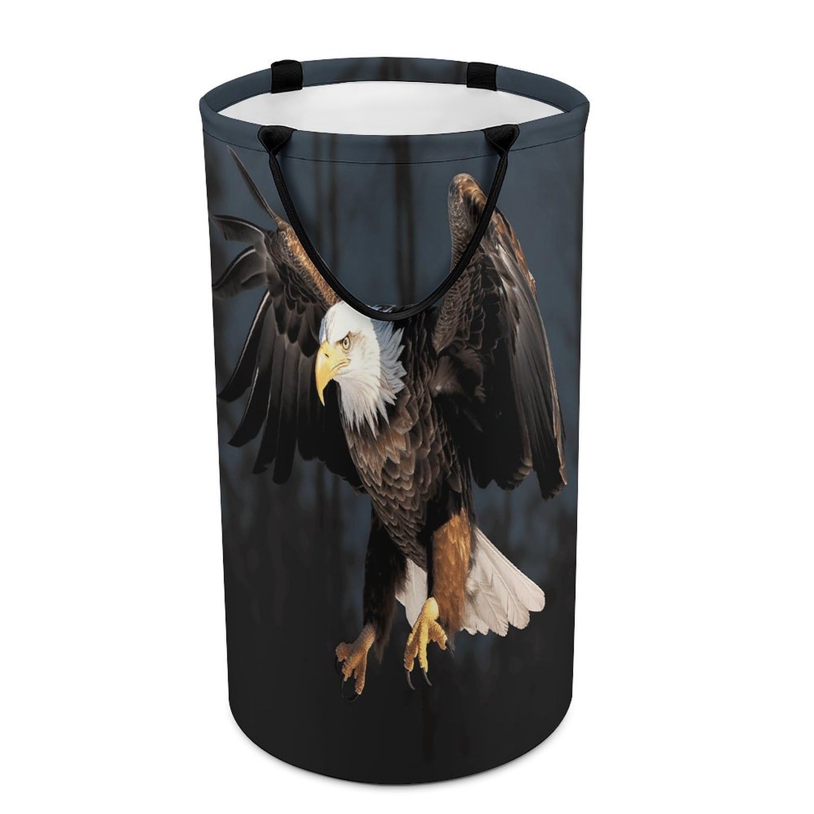 3D Bald Eagle Laundry Hamper Waterproof Polyester Laundry Baskets Collapsible Dirty Clothes Storage Basket Clothes Hampers with Sturdy Handles for Travel Bedroom