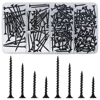 #6 Drywall Screws - 60mm Fine Thread Black Self-Tapping Wood Screws, 60-Pack