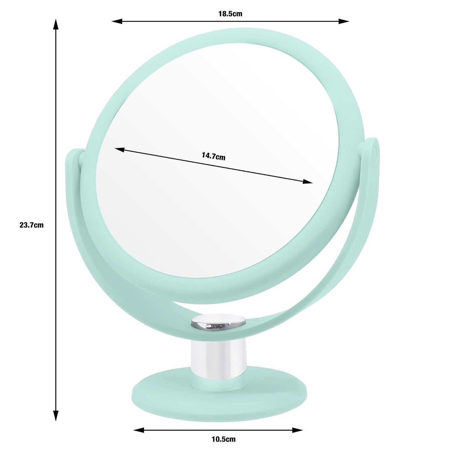 Danielle,Tabletop Mount 10X Soft Touch Round Vanity Mirror, Seafoam (Pack of 2)