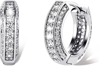 TOPGRILLZ Iced Out Hoop Earrings Cubic Zirconia Huggie Cartilage Cuff Diamond Hypoallergenic 14K Gold Plated Luxury Fashion Round Circle Earrings Jewelry Gift for Men Women, Copper, Cubic Zirconia