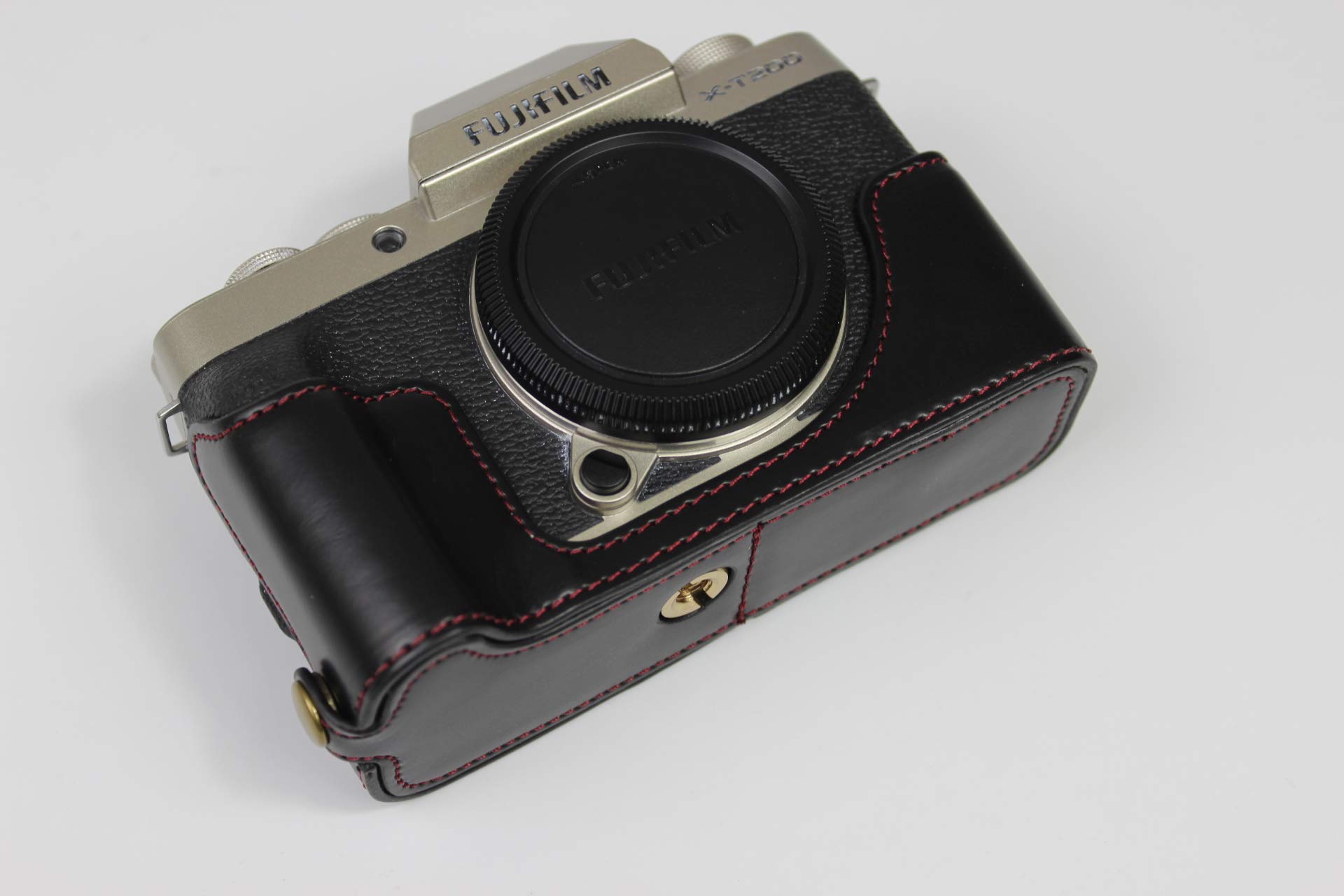 X-T200 Camera Case, Zakao PU Volledige Onderzijde Opening Versie Beschermende Lederen Camera Case Tas voor Fuji Fujifilm X-T200 XT200 15-45mm Lens met Schouderband en Mini Tas, Zwart