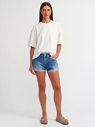 DILVIN Kadın Basic T-Shirt Bisiklet Yaka Kısa Kol Günlük Pamuklu Örme