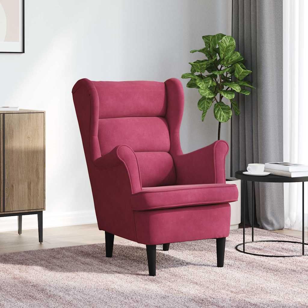 vidaXL Sessel, Relaxsessel mit gepolstertem Sitz Armlehnen, Fernsehsessel Loungesessel für Wohnzimmer, Polstersessel Ruhesessel, Weinrot Samt