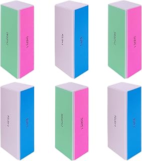 GigaGround 4-Way Nail Buffer Blocks (6 Pack) - 120/240/600/3000 Grit for Shiny Natural & Acrylic Nails