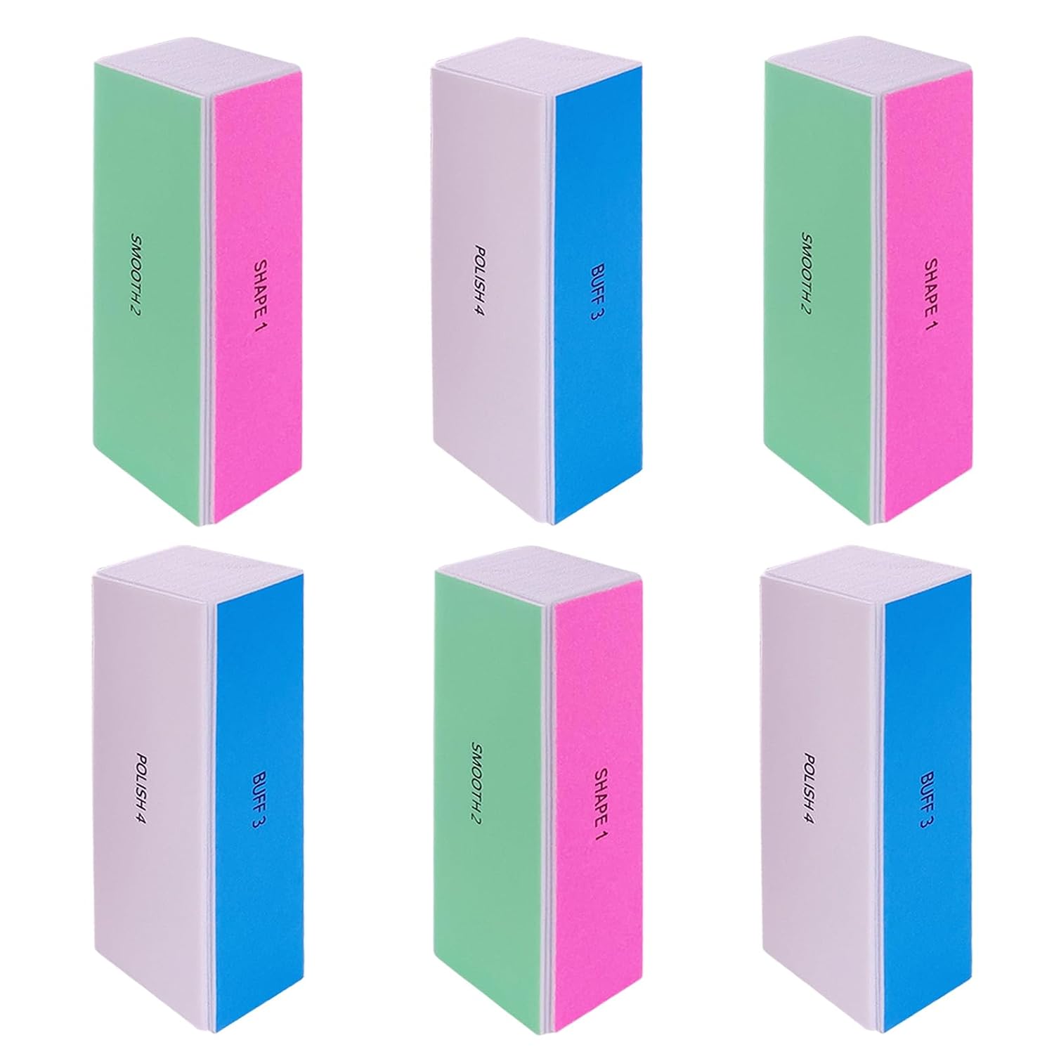GigaGround 4 Way Nail Buffer Block (6 pcs), Nail Shine Buffers Blocks Files for Natural and Acrylic Nails Smoother Buffing Block Polisher Fingernail File Buffer 120/240/600/3000 Grit for Buffing Shinning