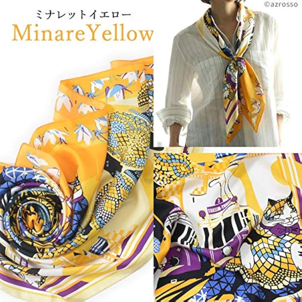 Amazon | [ドットワイ] スカーフ シルク 100 レディース 大判 正方形