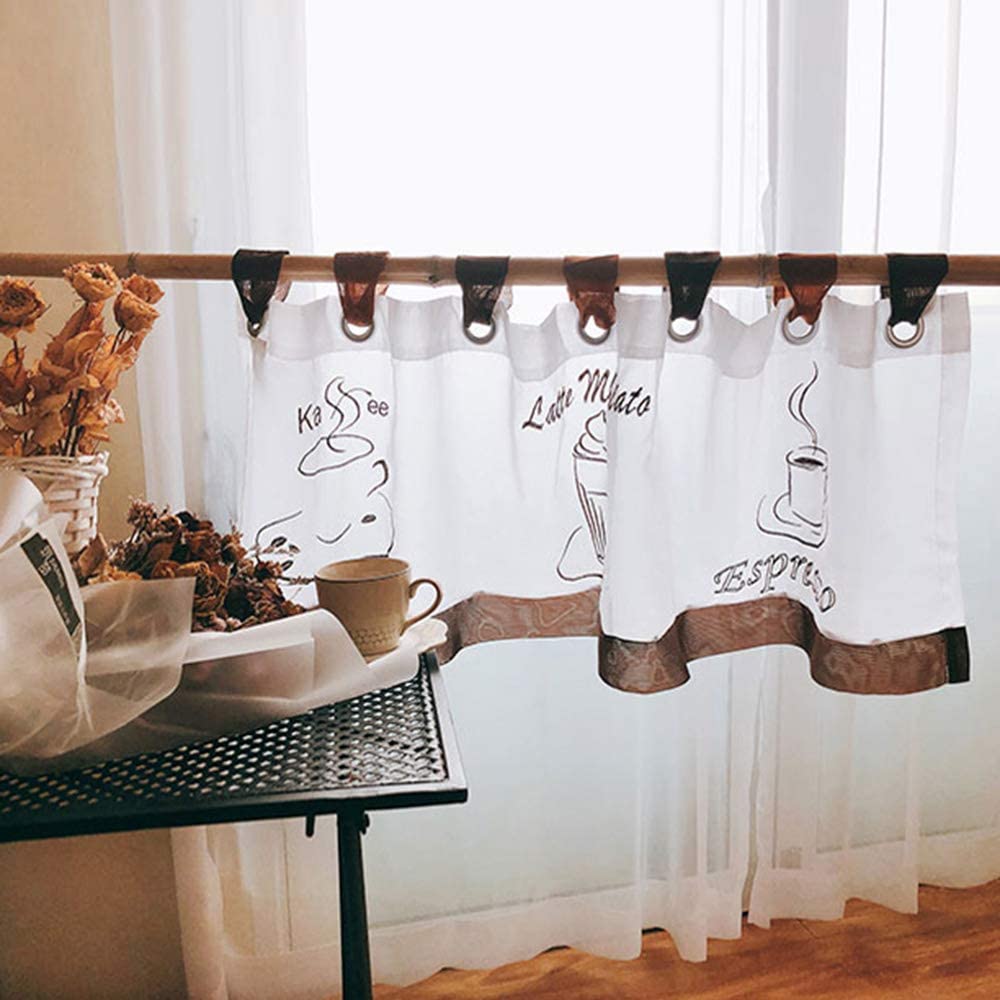 Cortinas de voile blancas con cenefa curva para ventanas medianas de hogar