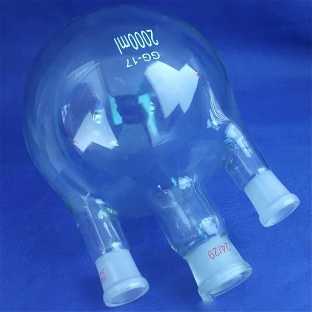 Pallone a fondo tondo a tre colli 24/29 da 2000 ml con, collo corto, bocca smerigliata standard Attrezzature da laboratorio