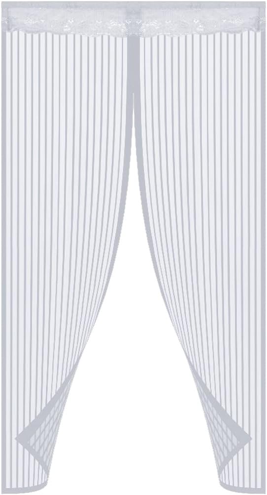 walolo Magnetic Close Fly Screen Door Insect Protection Mosquito Net Mesh Curtain With Full Frame Hook and Loop Fasteners, Fits Door Up To 120 x 240cm, White