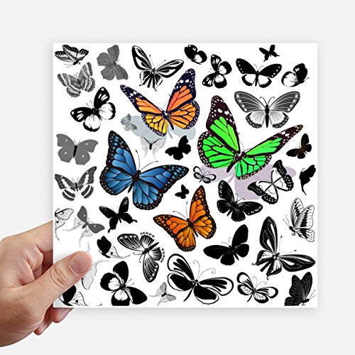 Sticker vintage de papillons autocollant carré de 20 cm pour mur et valise - 2
