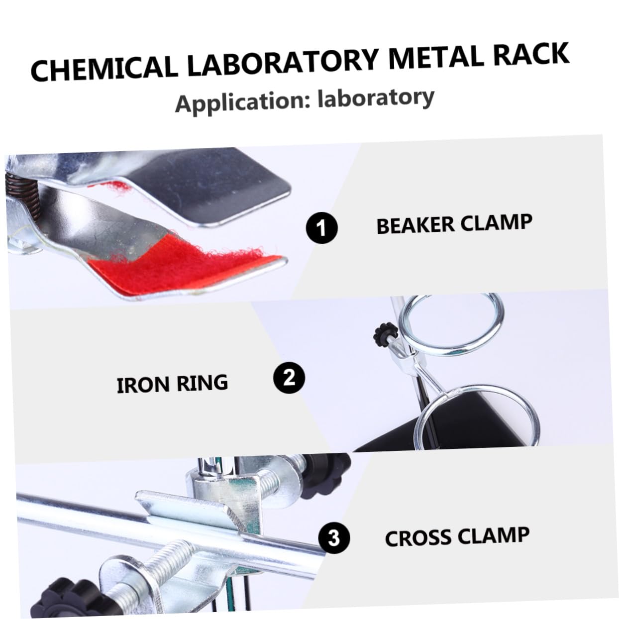 Supporto da Laboratorio in Metallo con Morsetto per Provette e Beuta Kit Completo per Attrezzature Chimiche Base Stabile e Morsetto Fermo per Esperimenti Scientifici