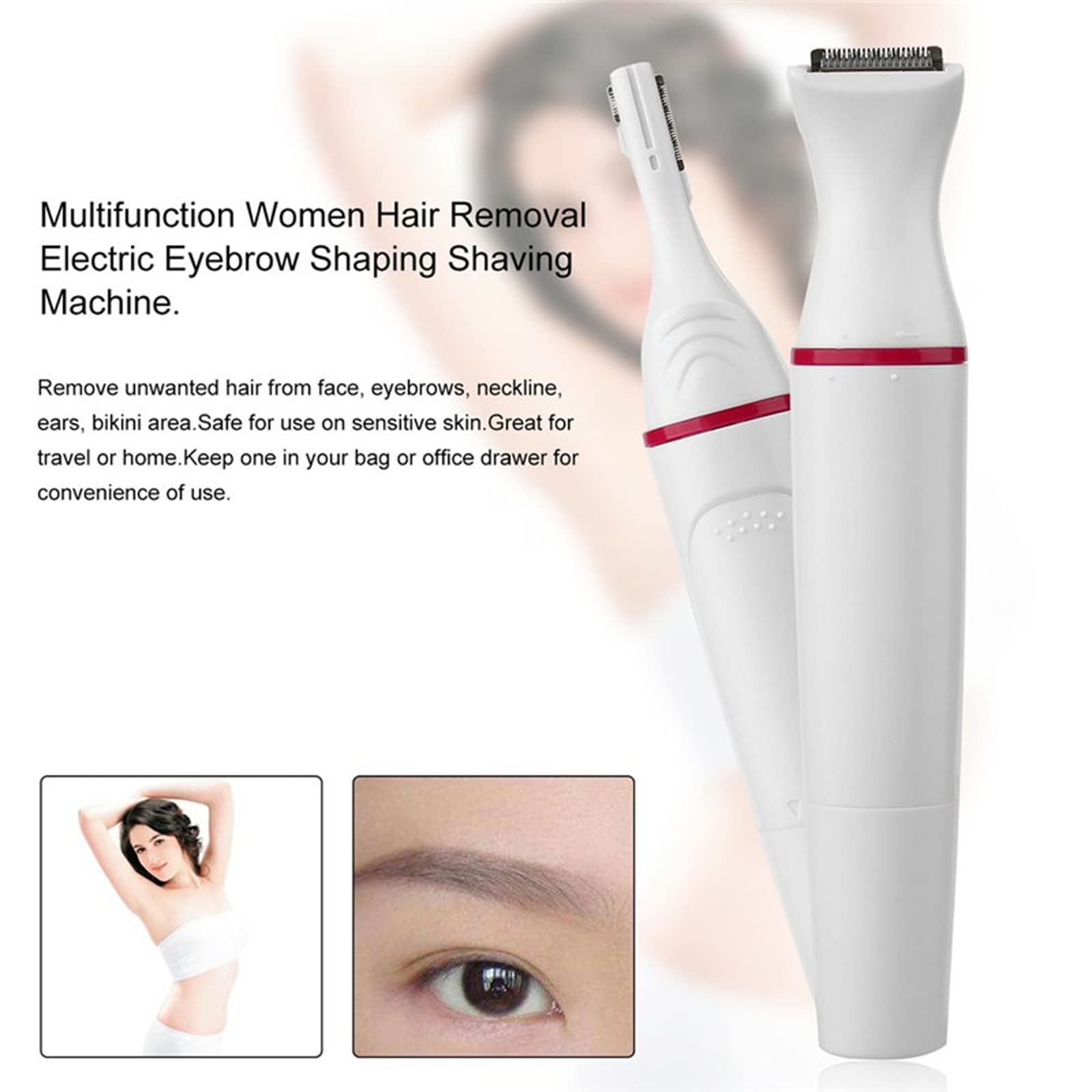 Augenbrauen Trimmer für Frauen, Gesichtshaarentferner für Frauen,Elektrischer Haarentfernung, Schmerzfreie Gesichtsrasierer Elektrorasierer Trimmer für Damen, für Körper Gesichtshaare Lippen Kinn
