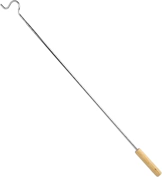 Closet Reacher Pole with Hook and Wooden Handle & Shepherds Hook | Heavy-Duty, Adjustable 2.75-5 Feet, Chrome Plated Steel Clothing Hanger, Easily Reach Clothes, Perfect for College Dorm
