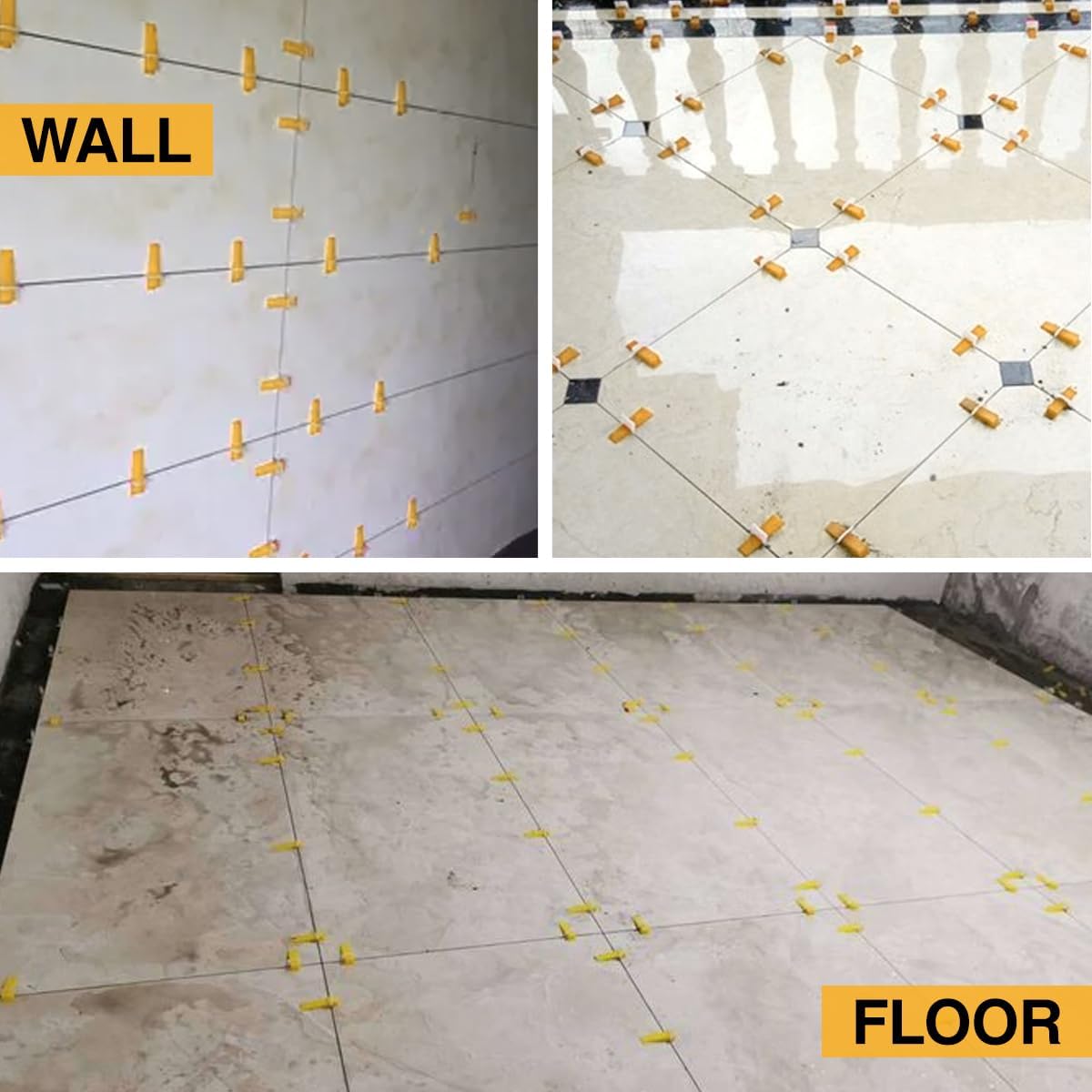 Tile Leveling System with Tile Plier - 1200 Pcs Tile Spacers Clips and 200 Pcs Reusable Wedges - Tile Tools Set for Stone Installation, Professional Ceramic Tile Installation(1/8 Inch Tile Spacers)