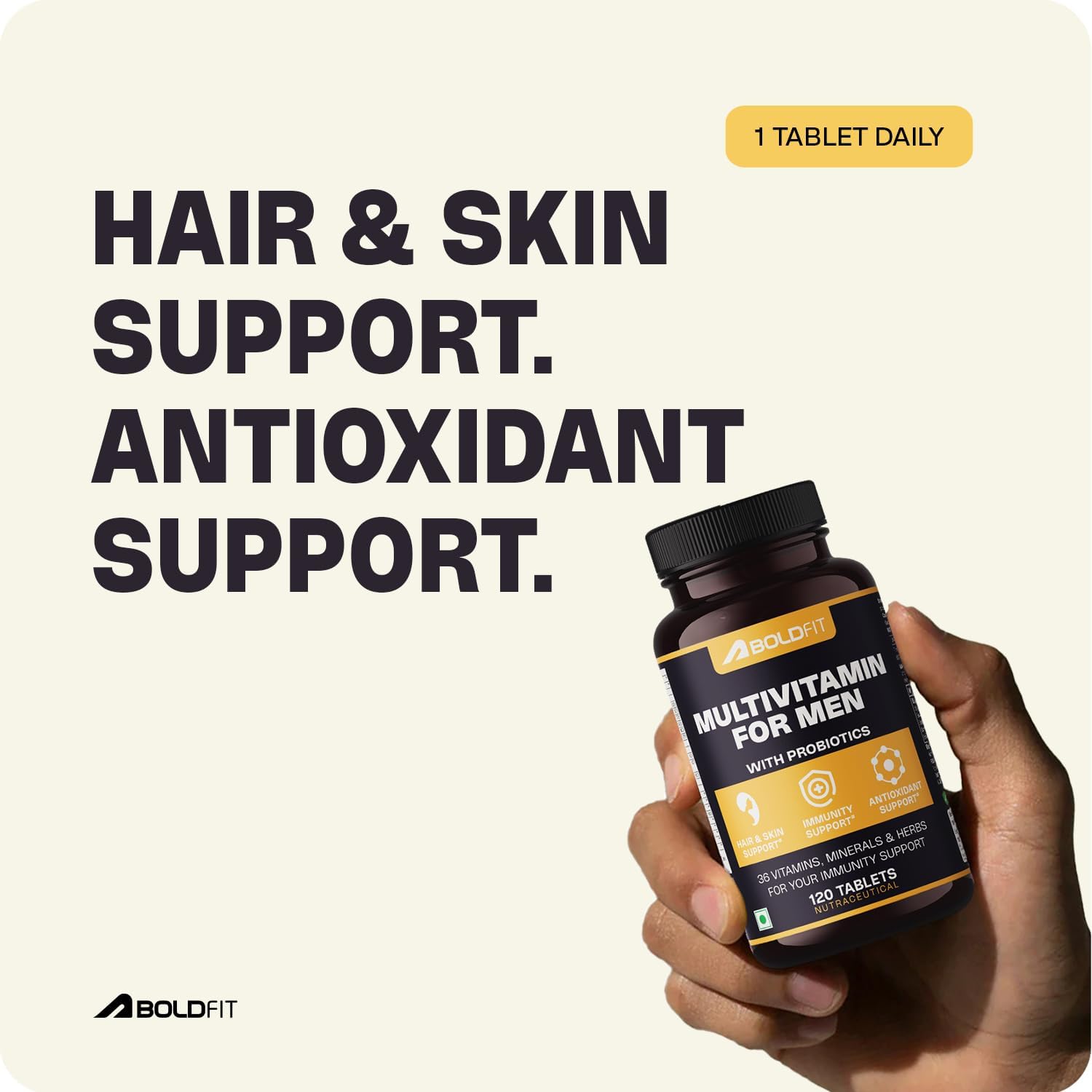 Boldfit Multivitamin Tablet for men rich in probiotics, vitamin C, E, B12, B12, B6, zinc and grapes daily, daily health and nutritional support -240 multi vitamin tablets Boldfit Multivitamin Tablet for men rich in probiotics, vitamin C, E, B12, B12, B6, zinc and grapes daily, daily health and nutritional support -240 multi vitamin tablets