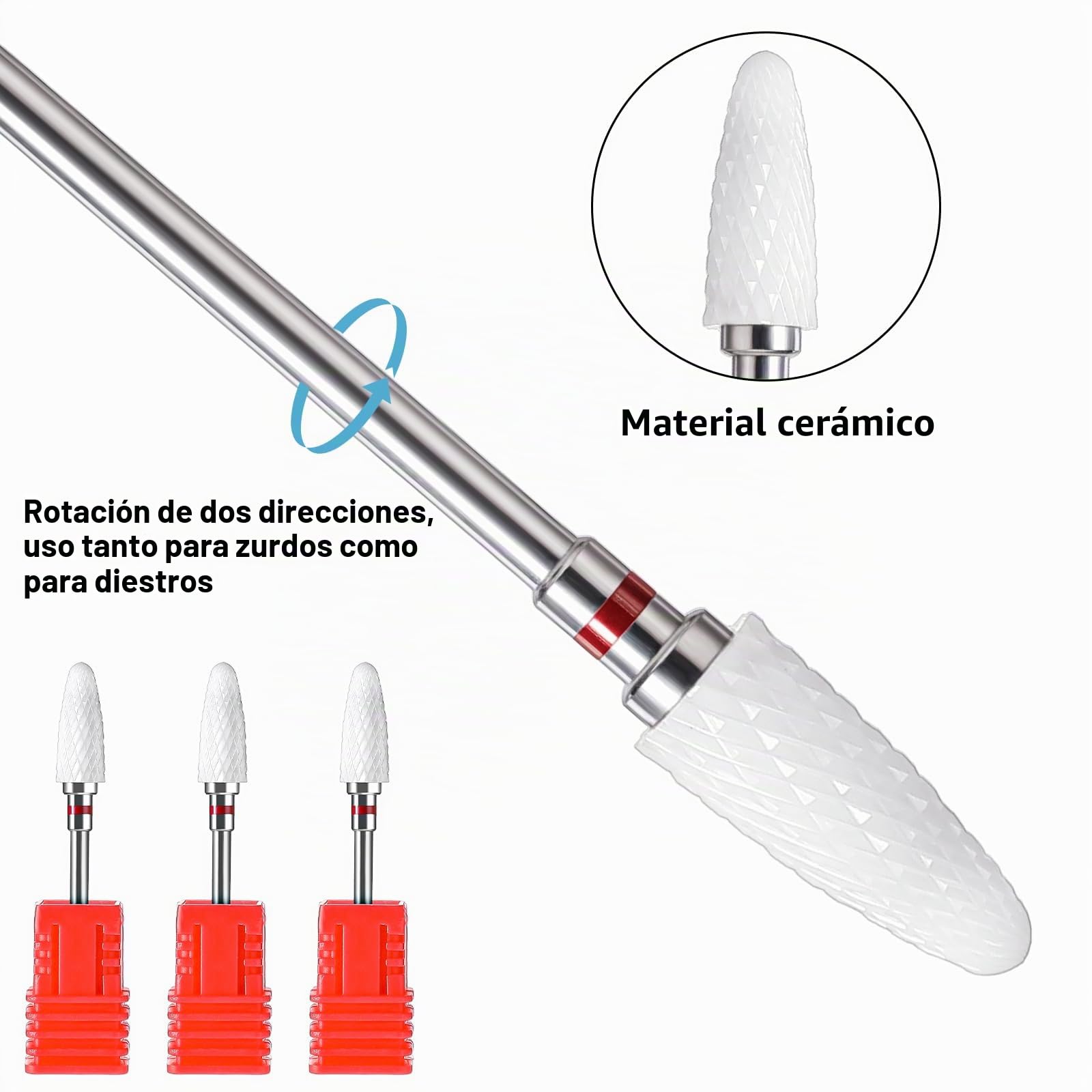 Sibba Juego de 3 brocas para uñas acrílicas, carburo, herramienta de extracción de cono de tungsteno, limpiador profesional de cutículas de 3/32 pulgadas rápidamente para manicura, pedicura, salón de