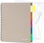 Spiral Notebook - 5 Subject Notebook, College Ruled Notebook With Dividers Pocket, Tabs Label, 11" Ruler, 200 Pages, for Writing Journal, Home & Office, School Supplies, 8.5''x11''Black | 200 Pages, 11" Ruler, 8.5"x11" Black, Pocket Dividers with Tab