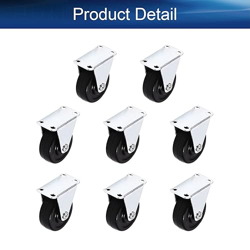 Miniatura 4 de Yinpecly Ruedas de goma con placa superior de 1.57 pulgadas con ruedas giratorias de 360 grados, color negro, 8 unidades