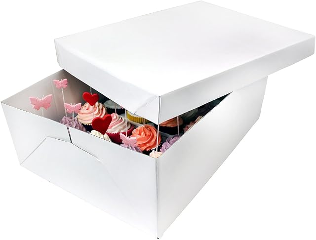 PME CBO908 Extra Deep Cupcake Box for 24 Cakes, White, 43 x 31 x 14 cm