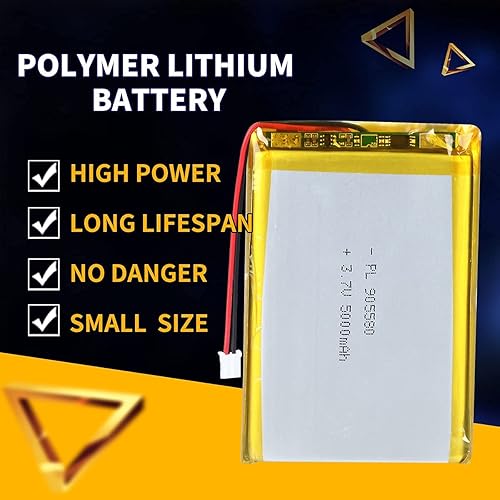 Miniatura 5 de 3.7V 5000mAh 905580 Lipo batería recargable de iones de polímero de litio con conector PH2.0.000 in JST
