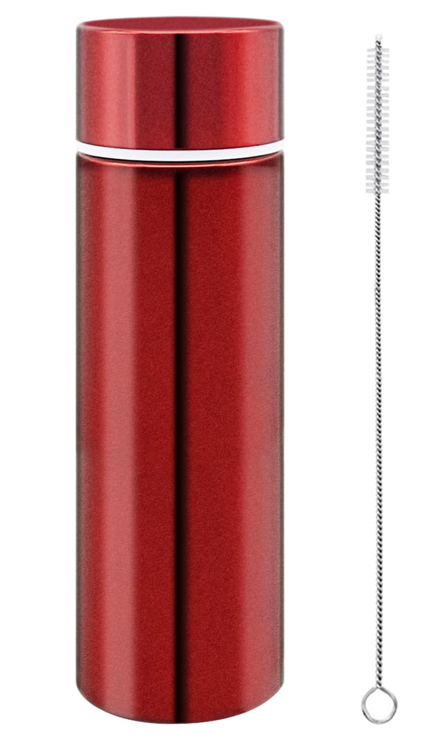5oz Mini Water Bottle, Small Insulated Stainless Steel Purse Water Bottle, Small Leak-proof Pocket Water Bottle with Straw Cleaning Brush, Women Slim Water Flask Keeps Drink Cold&Hot for Travel, Red