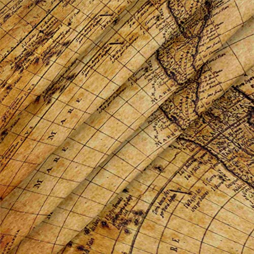 Auuxva Round Fitted Tablecloth With Elastic Edge 45"-56" Vintage World Map Antique Round Tablecloth Polyester Waterproof Spill Proof Table Cover For Dining Room Kitchen Patio Restaurant Use, Washable #TOP3