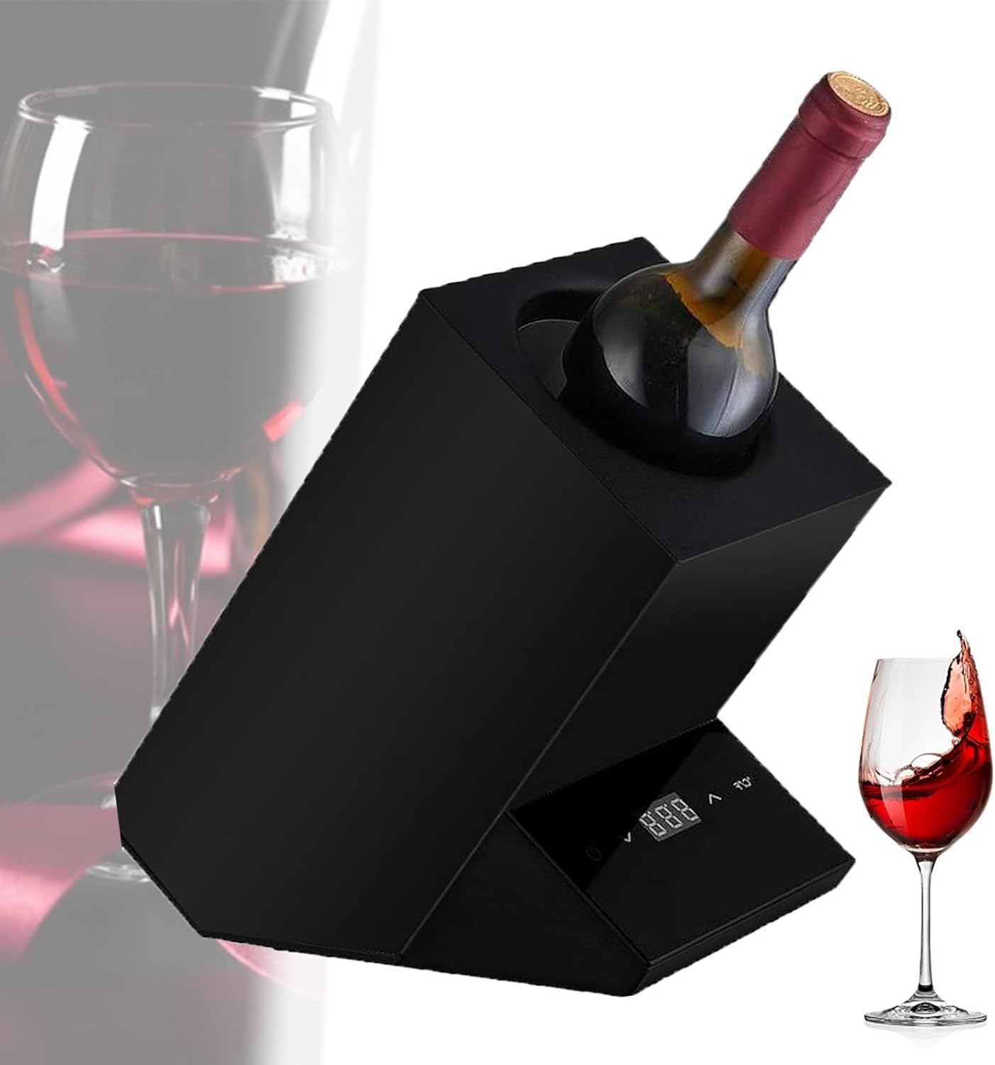 Wine Chiller Electric, Portable Wine Bottle Chiller for Wine Champagne, Rapid Beverage Drink Chiller, Iceless Wine Cooler, Gifts for Wine Lovers, Adjustable Temperature,Black