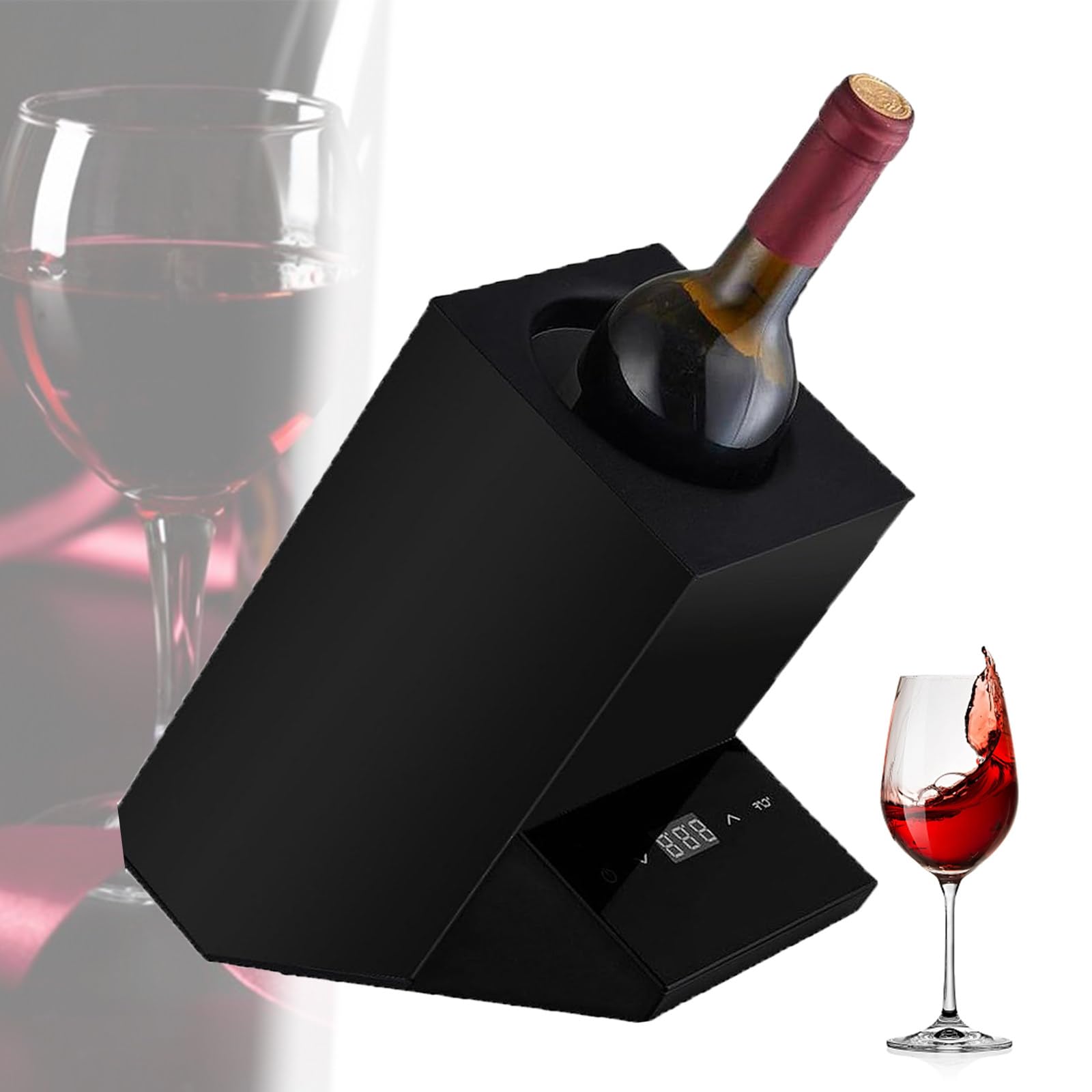 Refrigeratore di Vino Elettrico,Refrigeratore Portatile di Bottiglie di Vino per Lo Champagne,Refrigeratore di Vino Senza Ghiaccio,Regali per Gli Amanti del Vino,Temperatura Regolabile,Black