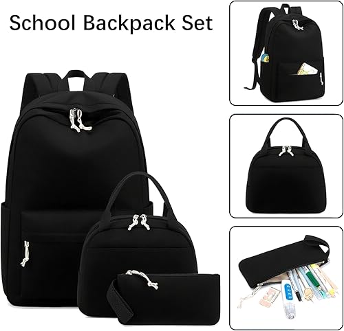 Vista 42 de Bluboon Juego de mochila para adolescentes, mochila escolar para niñas, lonchera y lápices, bolsas para estudiantes, 3 en 1 Gris-3