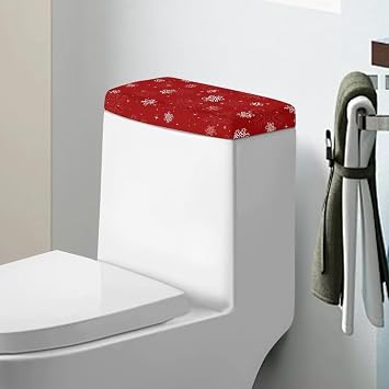 Red Snowflake Toilet Tank Cover Only Simple Christmas Decorations Toilet Top Cover for Bathroom Protective Accessories Stretch Polyester Fit Different Sizes of Toilet Tank 1 Pcs