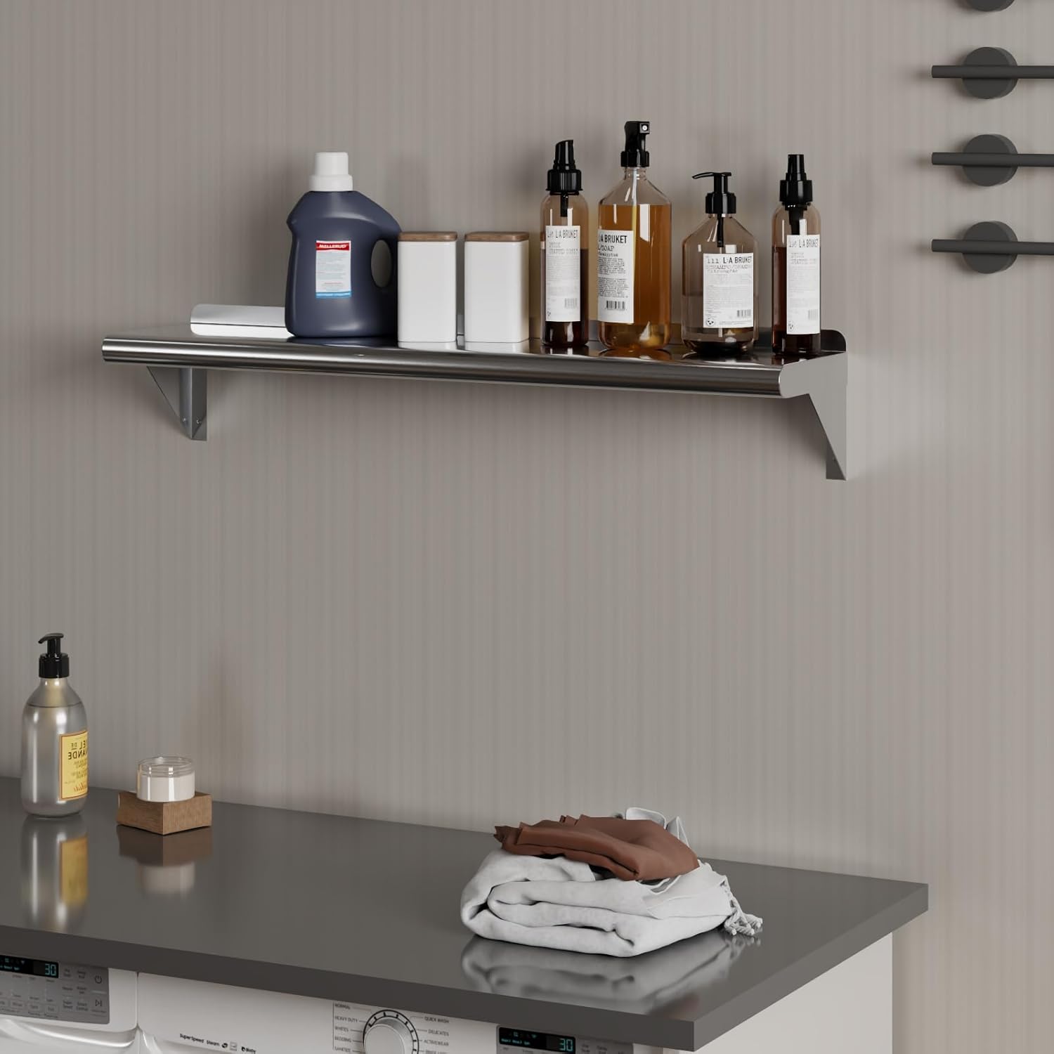 AmGood 8" X 36" Stainless Steel Wall Shelf | Metal Shelving | Garage, Laundry, Storage, Utility Room | Restaurant, Commercial Kitchen | NSF