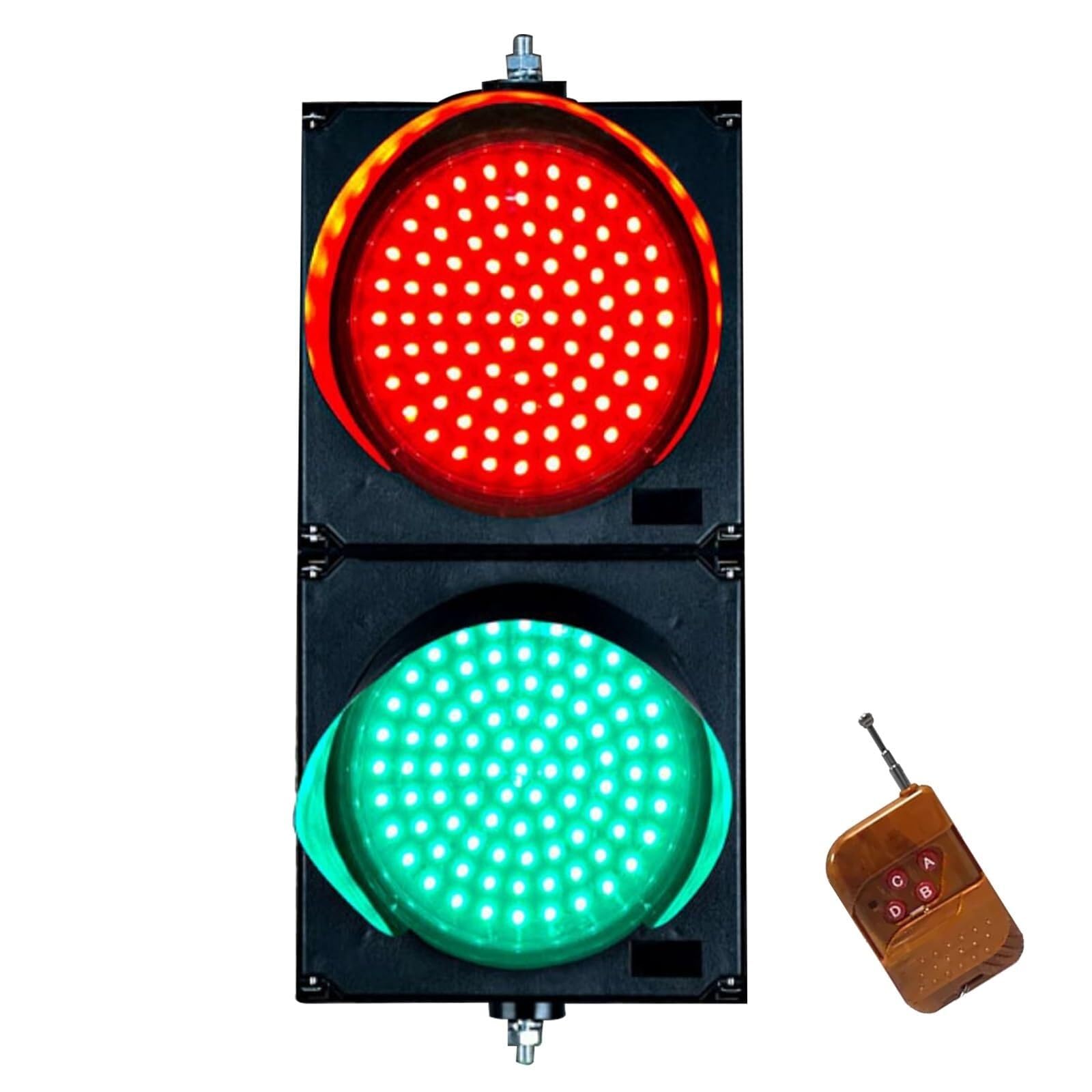 Sygnalizacja świetlna LED, 8 cali - czerwony/zielony wskaźnik Stop & GB, pilot zdalnego sterowania, wytrzymała obudowa z poliwęglanu, przemysłowe zewnętrzne światło drogowe (24 V) dla bezpieczeństwa i
