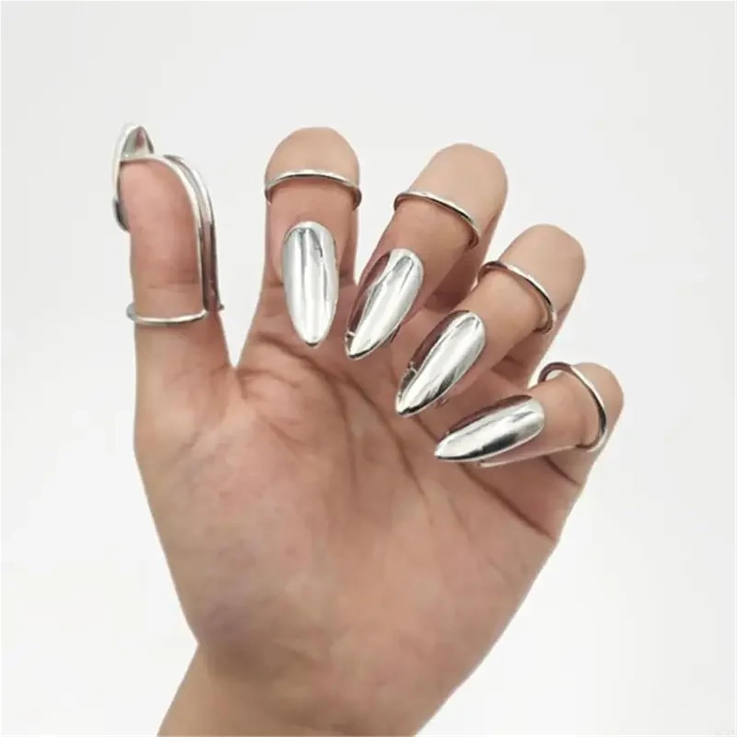 Nail Rings Set Edgy Stackable Metal Finger Rings Set Of 10 Claw Design Jewelry Pieces