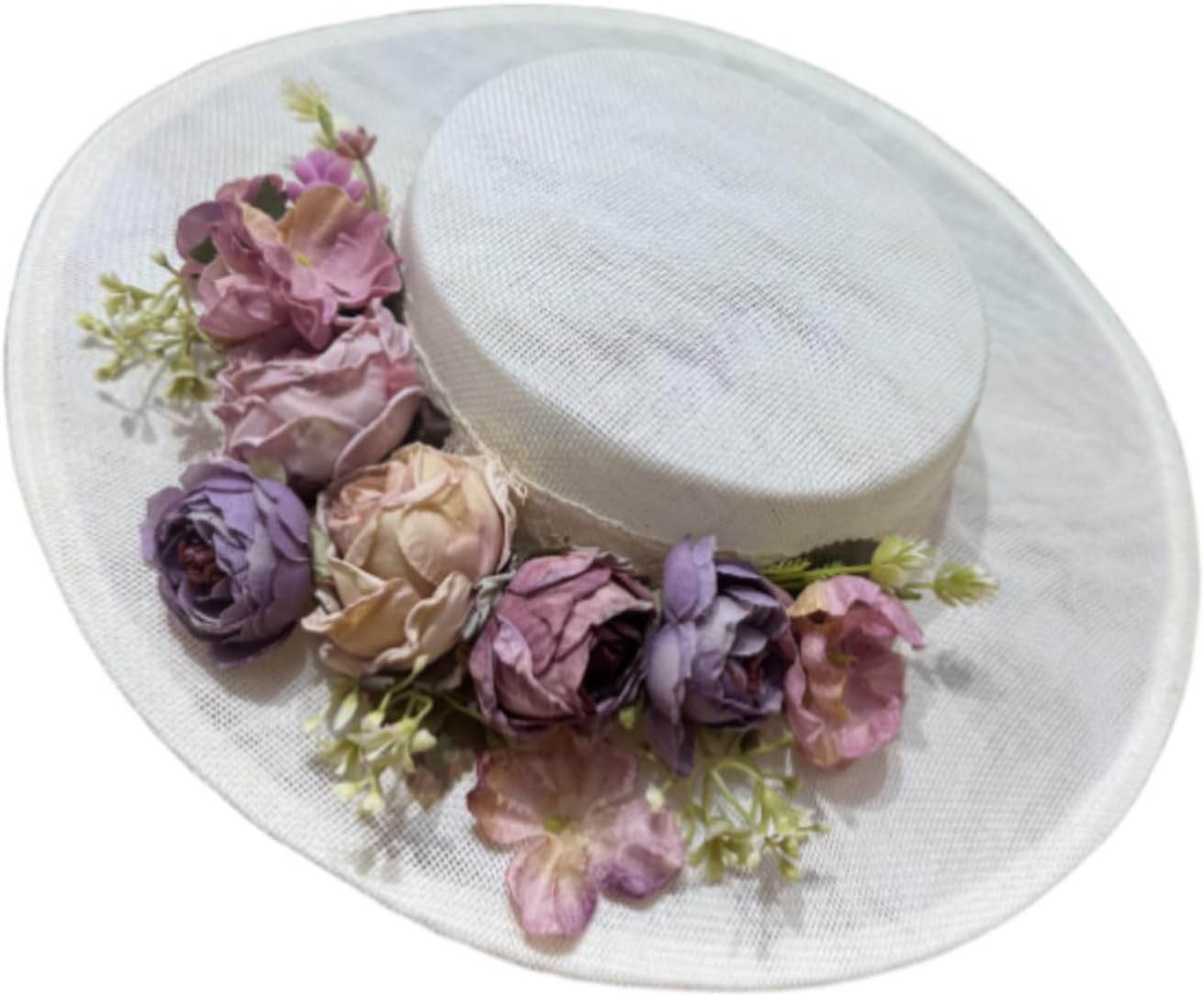 Women Victorian Tea Party Sun Hat Flowers Straw Hats Tea Party Wedding Hats Vintage Flowers Flat Wide Brim Straw Hat