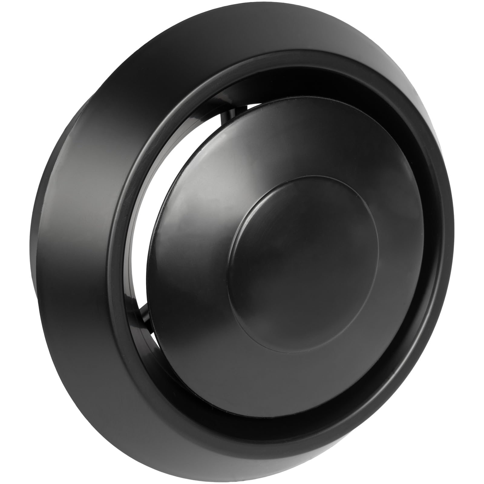 Vent Systems 5" Inch Black Plastic Universal Adjustable Diffuser - Round Vent Cover for Wall, Ceiling Duct - Inline Register Air Vent Deflector - Heat