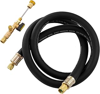 HVAC Vacuum Hose Evacuation Kit, 1/2'' ID Vacuum Refrigerant Charging Hose with Valve Core Removal Tool 1/4 and 5/16, High Flow HVAC Vacuum Pump Kit with 3/8 to 1/4