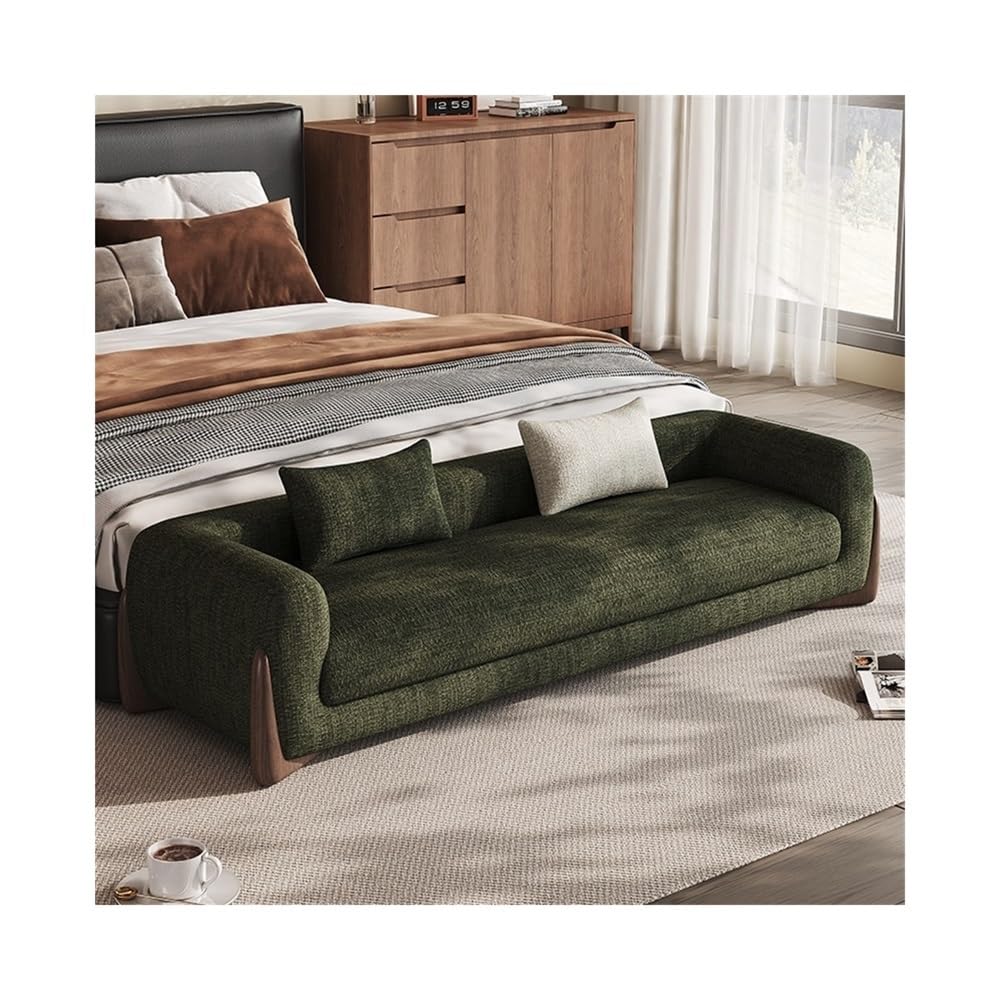 Ławka do łóżka Stołek na koniec łóżka Sypialnia Designerski stołek nocny Nowoczesny prosty apartament Homestay Prosty rząd Mała sofa(Dark Green,Duży)