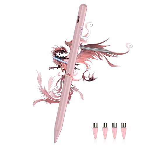Stylus Pen for Android Tablet/Phone Pom Tips Fast Charge Stylus Pen for iPhone Magnetic Active Pencil Compatible with Samsung A9+, iPhone, Lenovo and Other Android Smartphone and Tablet Devices-Pink - Pink