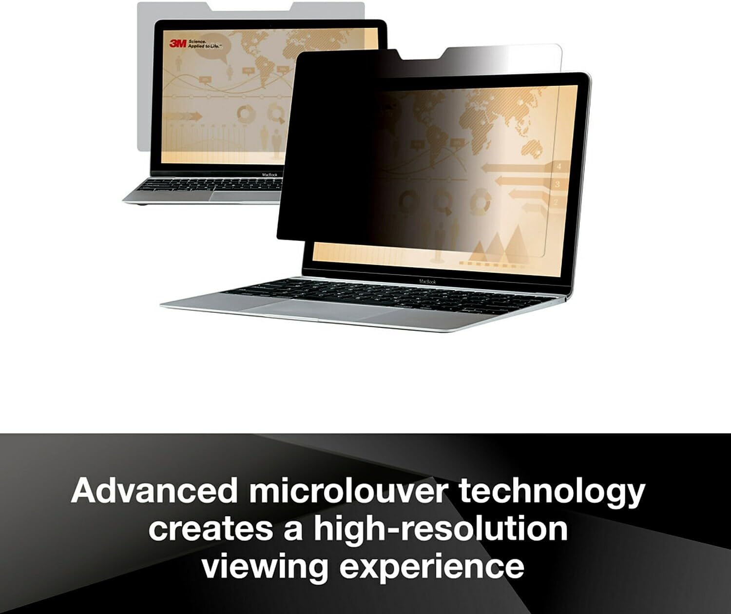 3M™ Touch Privacy Filter for 12.3" Full Screen Laptop with Comply™ Attachment System (PF123C3E), Black