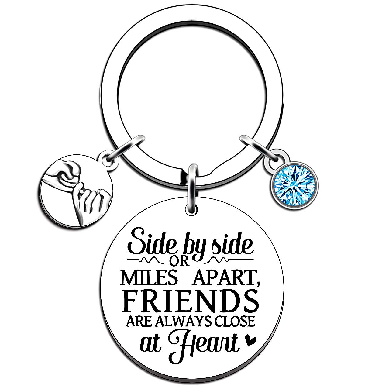 Jmimo Girls Silver Best Friend Keyring Friendship Gifts For Wome - Side By Side Or Miles Apart, Friends Are Always Close At Heart