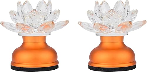 Miniatura 7 de Lámpara budista de loto esmaltada con llama simulada LED, oferta de luz ante Buda, equipada con base de aleación - 2.95 pulgadas