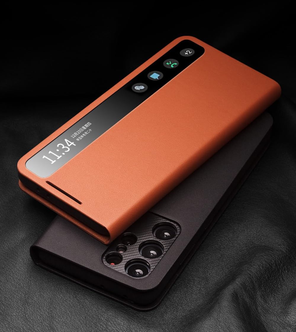 Funda de Cuero Inteligente de Alta Gama para Samsung Galaxy S21 Ultra Voltear/Suspender/Responde la Llamada de Forma Inteligente/Carcasa de Telefono Galaxy S 21 Ultra