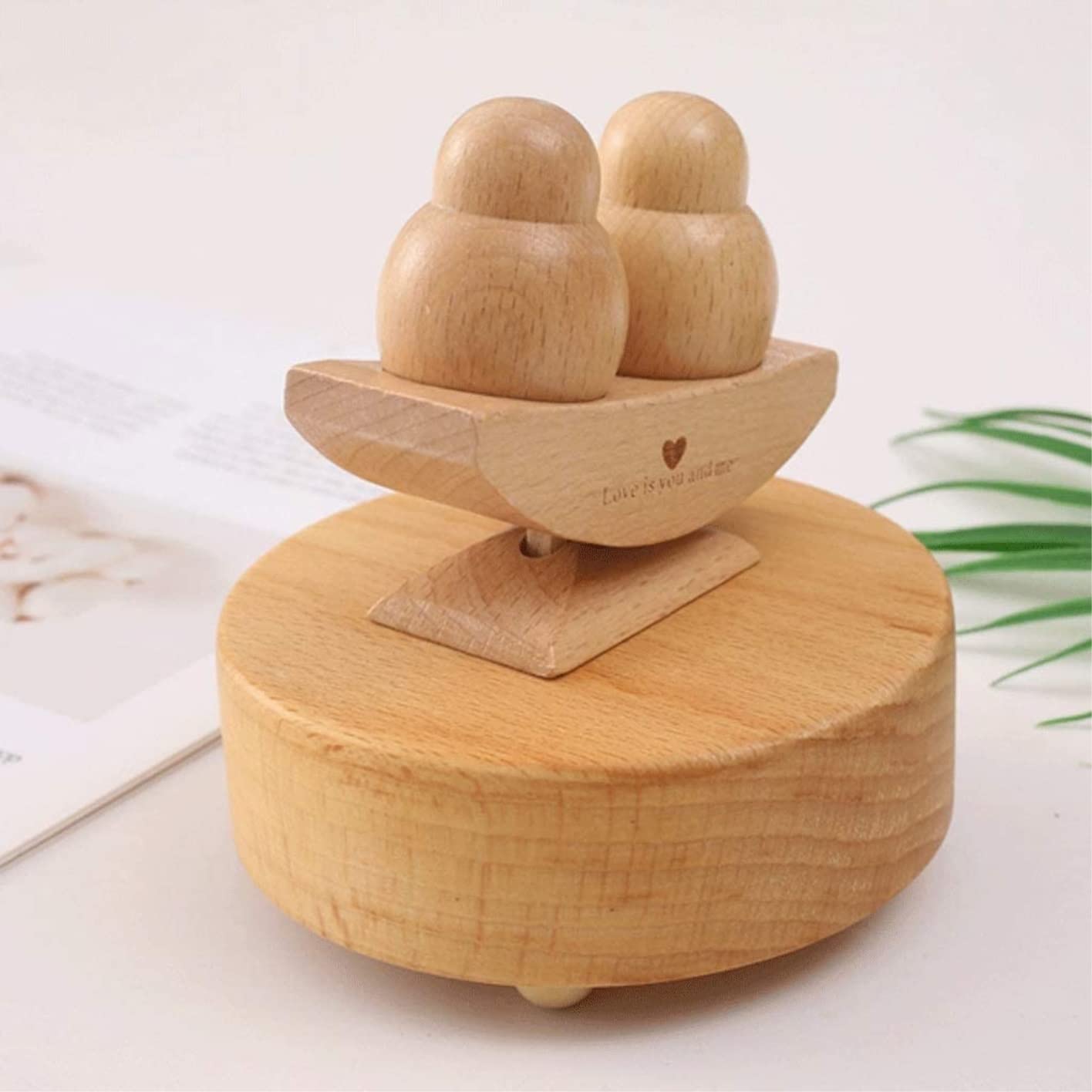 Caja De Musica Caja Musical Caja De Música De Madera Hecha A Mano Love You Duck Music Box para Navidad Cumpleaños Acción De Gracias Caja De Música