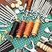 273 Pieces Leather Working Tools and Supplies with Leather Tool Box Cutting Mat Hammer Stamping Needles Snaps and Rivets Kit Perfect for Stitching Punching Cutting Sewing Leathercrafting Making
