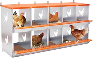 Chicken Nesting Boxes Metal Poultry Nest Box Wall Mount for Hens Ducks Easy Egg Collection Large Vented Holes Laying Boxes-10 Compartment
