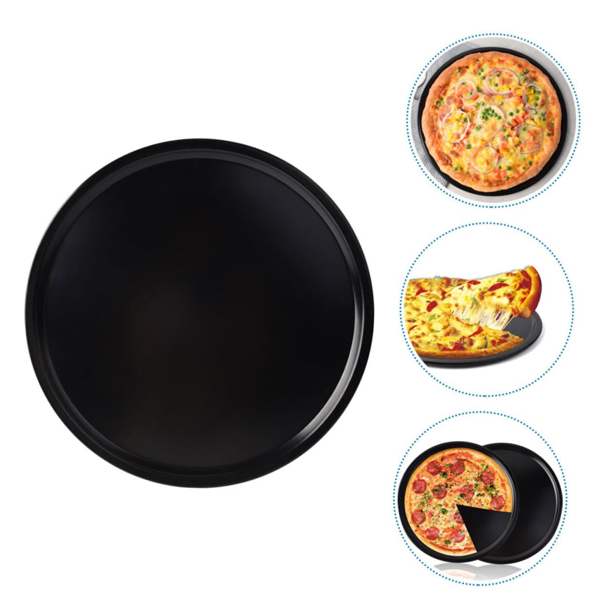Kuchenformen, Backformen, Pizza-Backform, Küche, Pizzaplatte, Metall-Pizza-Pfanne, Backwerkzeug, Antihaft-Ofenform, runde Kuchenform, Backformen, Backform/Kuchenform, Pfannkuchen, Kohlenstoffstahl-Tab