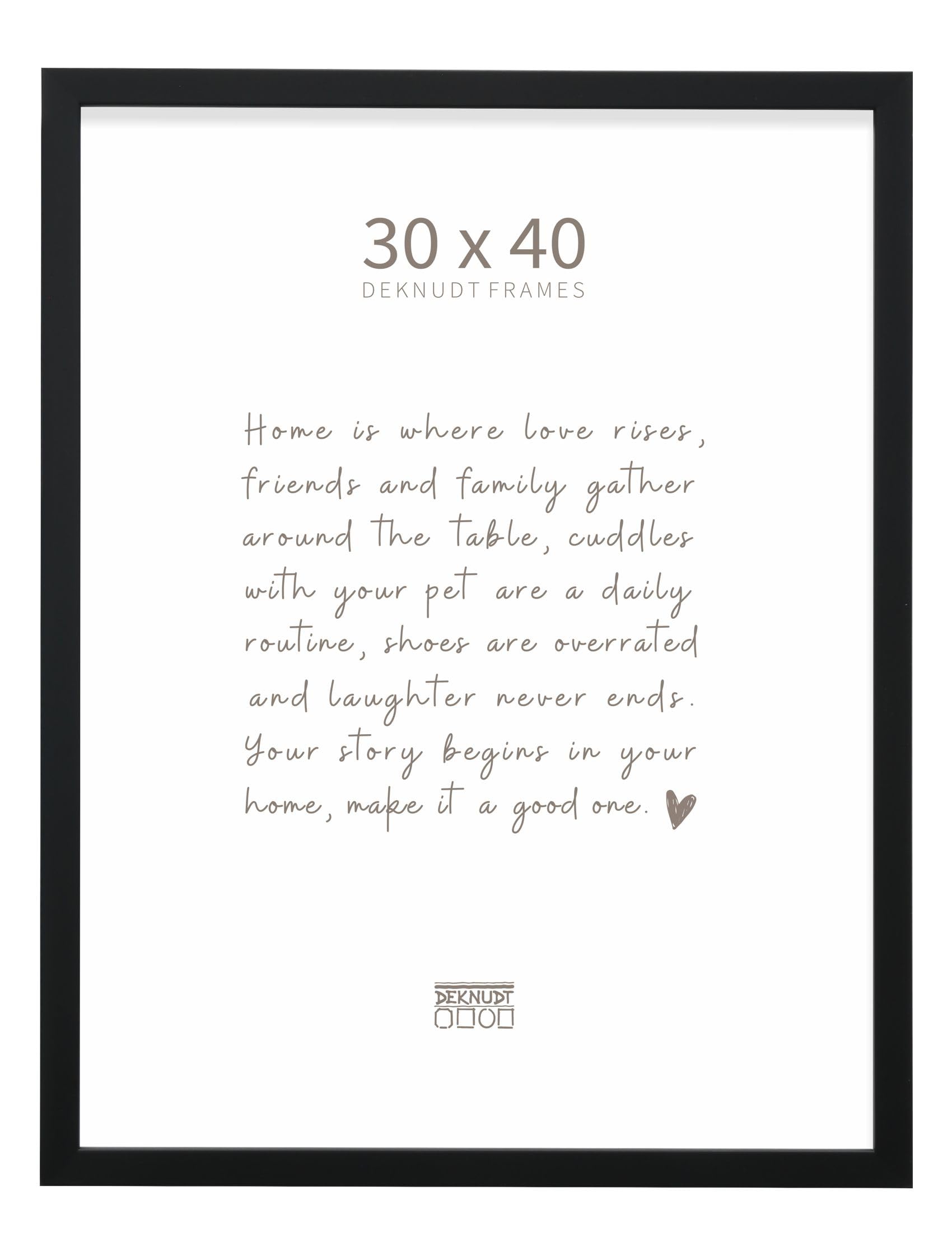 Deknudt Frames - wooden picture frame for 30 x 40 cm picture - black - for photos, posters or posters - S243K2 - for hanging